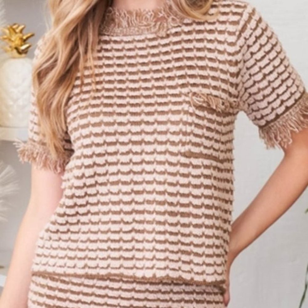 2 piece set Brown knit sweater Top & skirt - Picture 3 of 6
